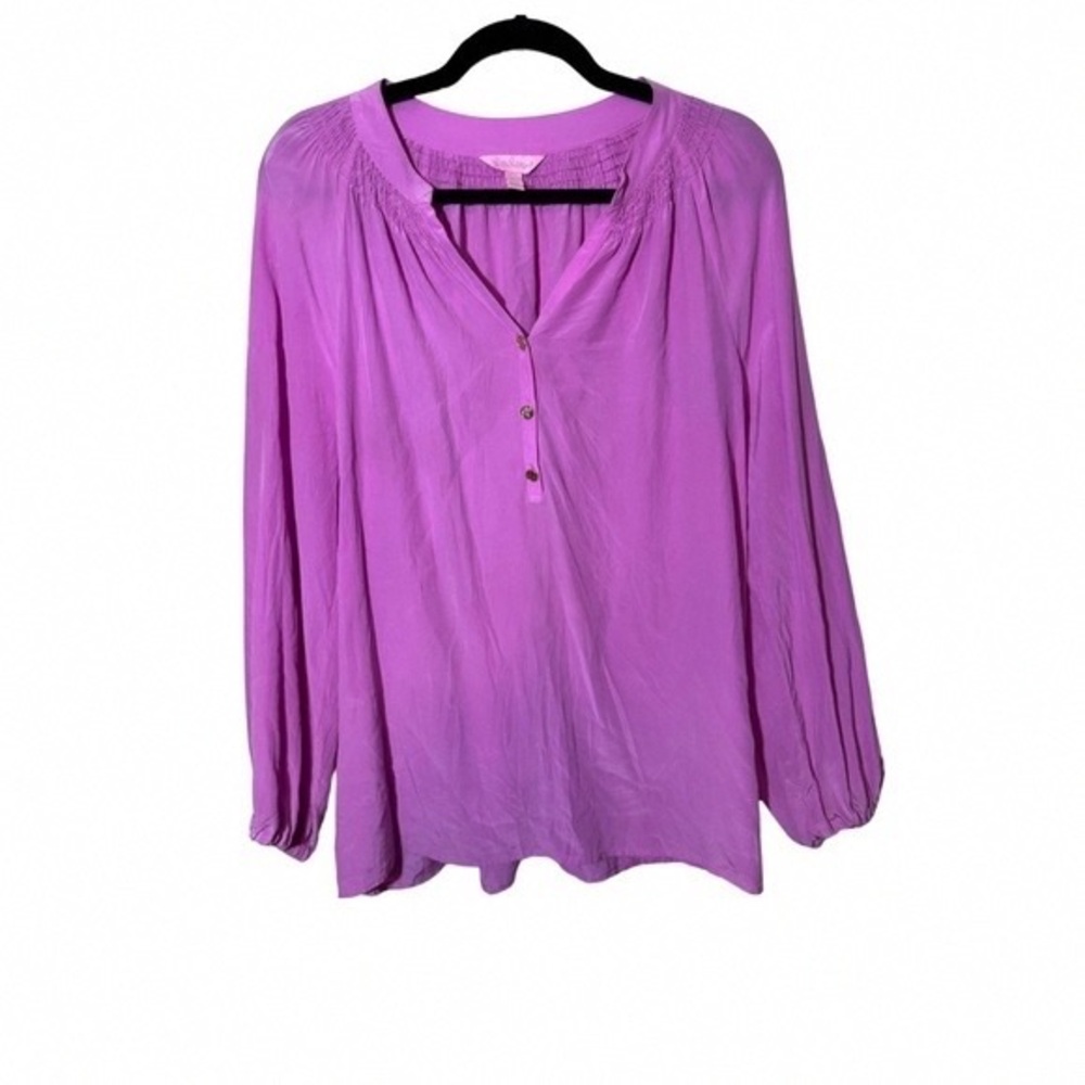 Lilly Pulitzer Lavender Peasant Blouse - Long Sleeve Henley